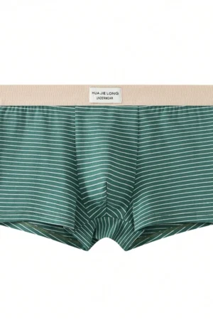 3pcs Men's Dual Color Striped Letter Print Briefs, Breathable Mid-Rise Boxer Shorts